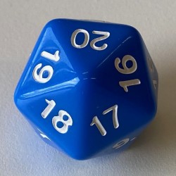 D20 - Dé à 20 faces compte à rebours - 30 mm - Bleu