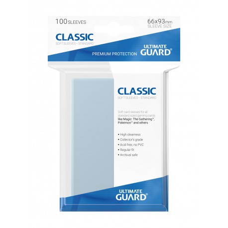 Ultimate Guard - 100 Standard Soft Sleeves - Classic Soft Sleeves - Clear