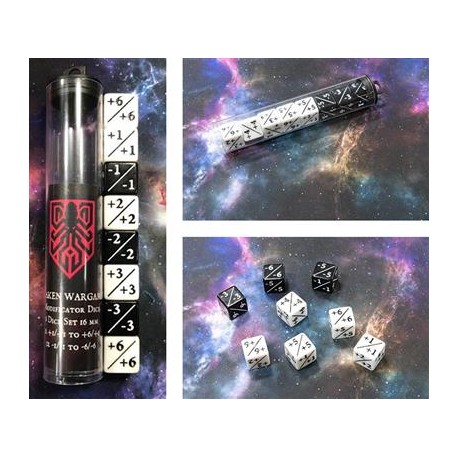 Kraken Wargames Dice - Positive and Negative D6 Dice 16mm (8 Dice in Tube)