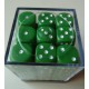 Chessex Dice - 36D6 - 12mm - Opaque - Green/White