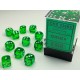 Chessex Dice - 36D6 - 12mm - Transparent - Green/White