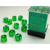 Chessex Translucent Green/white 12mm d6 Dice Block (36 dice)