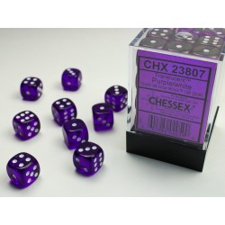 Chessex Translucent Purple/white 12mm d6 Dice Block (36 dice)