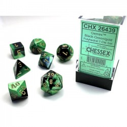 Chessex Gemini Black-Green/gold Polyhedral 7-Dice Set