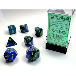 Chessex Gemini Blue-Green/gold Polyhedral 7-Dice Set