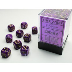 Chessex Gemini Black-Purple/gold 12mm d6 Dice Block (36 dice)