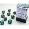 Chessex Gemini Steel-Teal/white 12mm d6 Dice Block (36 dice)