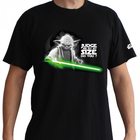 T-shirt Star Wars Yoda Judge me by my size do you ? Noir