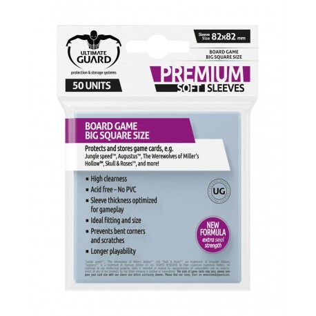 Premium Soft Sleeves : Jeux de Plateau au Format Grand Carré 82x82mm (x50)